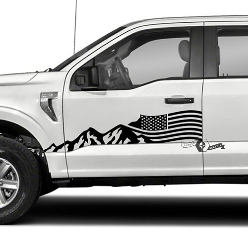 Autocollant autocollant en vinyle côté montagne drapeau USA pour camion Musclecar XLT
