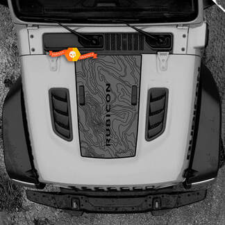 Hood Jeep RUBICON Wrangler JL Carte topographique en vinyle 2018 + bannière autocollante graphique
