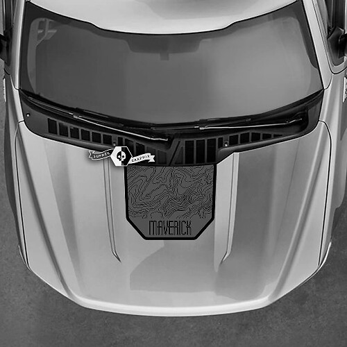 Ford Maverick 2022 Décalcomanies graphiques Capot Carte topographique Topo Maverick Autocollants 2 couleurs

