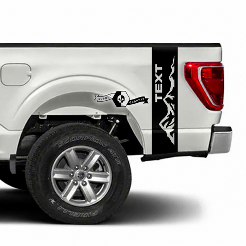 TEXT Rayure verticale montagne paire autocollant vinyle latéral pour Ford F-150