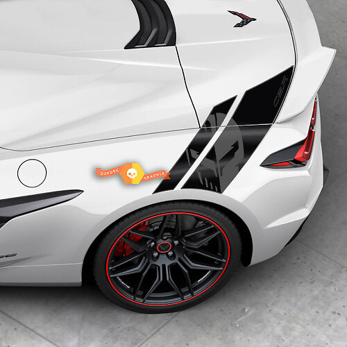 Kit d'autocollants graphiques Jake Punisher pour garde-boue de lit latéral Chevy Corvette Z06 C8 2 couleurs 2
