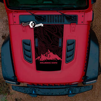 Capot Jeep RUBICON Mountains Wrangler JL Vinyl Banner Decal Sticker Graphics
