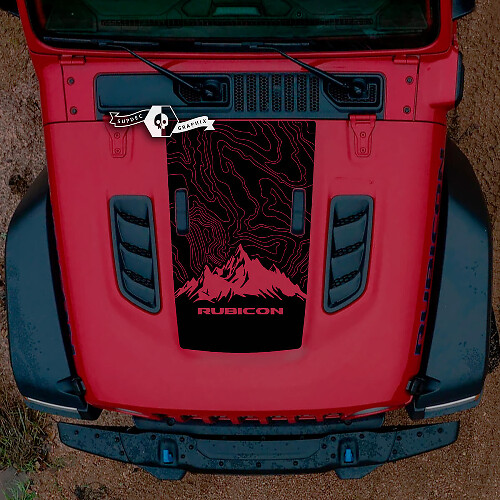 Capot Jeep RUBICON Mountains Wrangler JL Vinyl Banner Decal Sticker Graphics
