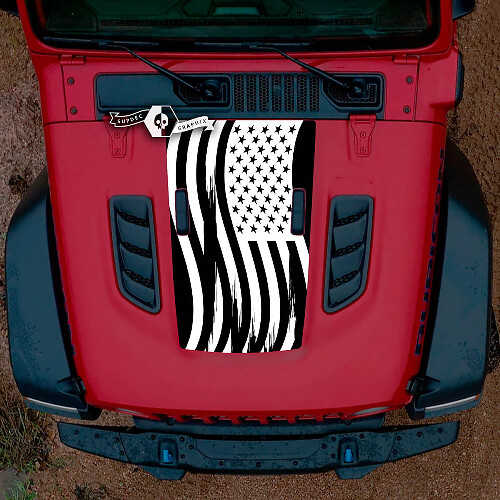 Autocollant en vinyle détresse Drapeau des États-Unis pour capot Jeep Wrangler