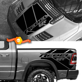 Kit pour capot et lit Dodge Ram 1500 Rebel GT Vinyl Side Decal Truck Vehicle Graphic Pickup
