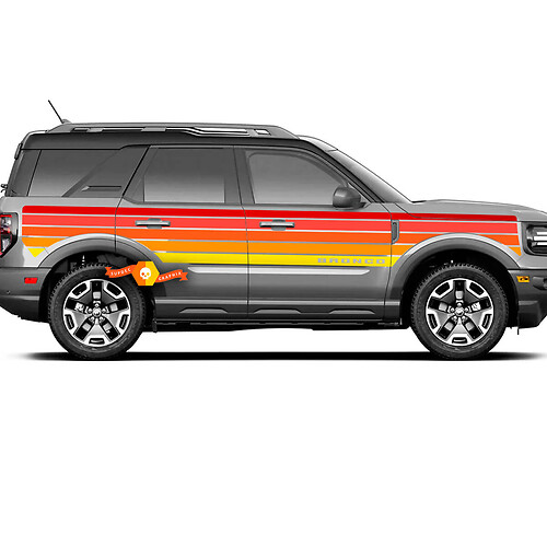 Paire la porte de la porte du coucher du soleil rayures en vinyle autocollants pour Ford Bronco
