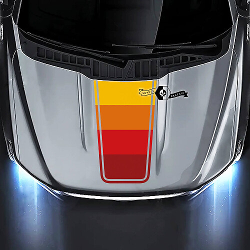 Autocollant vinyle avec bande contour style rétro pour capot de musclecar camion 2015-2020