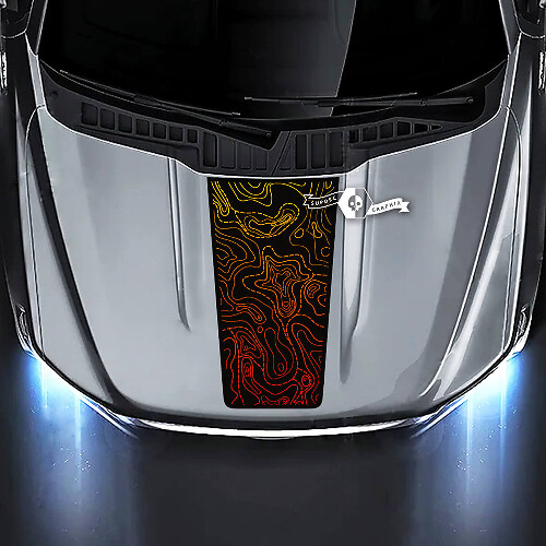 Autocollant vinyle style dégradé carte topographique pour capot de camion Musclecar XL XLT STX Lariat