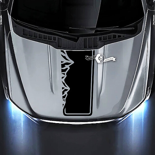 Autocollant vinyle à bande contour style montagne pour capot de musclecar camion 2015-2020