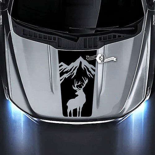 Autocollant vinyle capot rayé Cerf & Montagnes pour musclecar camion 2015-2020