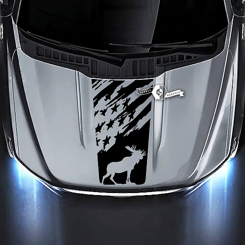 Ford F-150 XL XLT STX LARIAT Hood Moose Flag USA Graphics Stickers Autocollants
