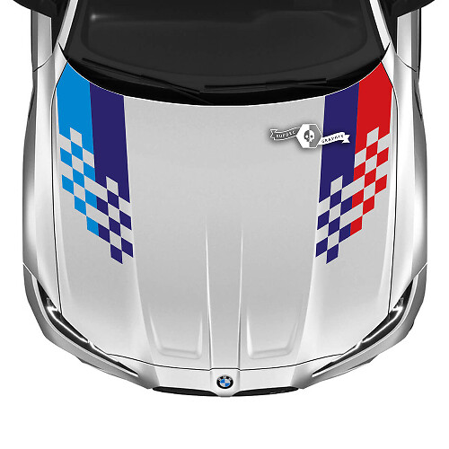 2021+ BMW M4 M3 G80 G82 G83 M Performance Hood M Couleur Damier Drapeau Vinyle Autocollant
