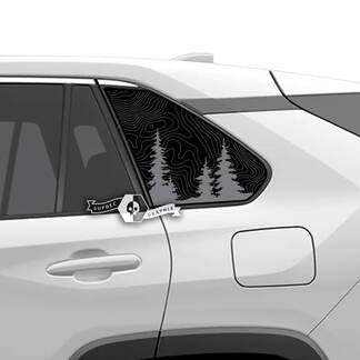 Paire Toyota Rav4 Fenêtres latérales Carte topographique Forêt Vinyle Autocollant autocollant
