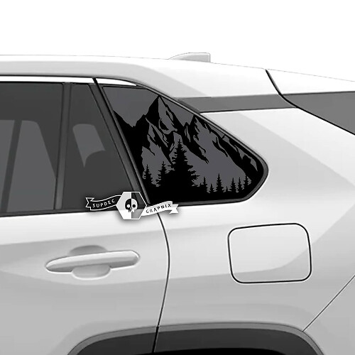 Autocollant en vinyle pour fenêtre latérale Montagne Forêt pour Toyota RAV4