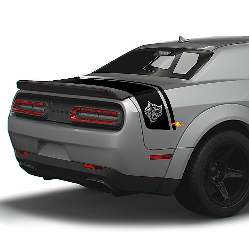 Autocollants en vinyle bandes doubles arrière coffre logo Wildcat pour Dodge Challenger