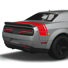Décalques vinyles personnalisés lettrage double bandes arrière pour coffre Dodge Challenger_3