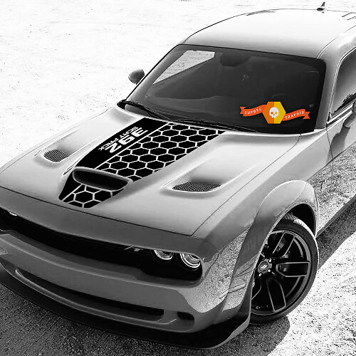 Dodge Challenger 392 Scat Pack Honeycomb Hood Hemi Hood Blackout Vinyl Autocollant autocollant
