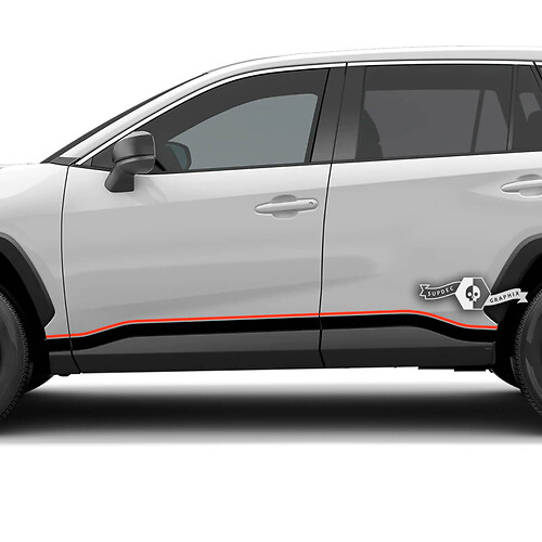 Autocollant vinyle à bandes courbes doubles pour bas de caisse Toyota RAV4 2019-2026