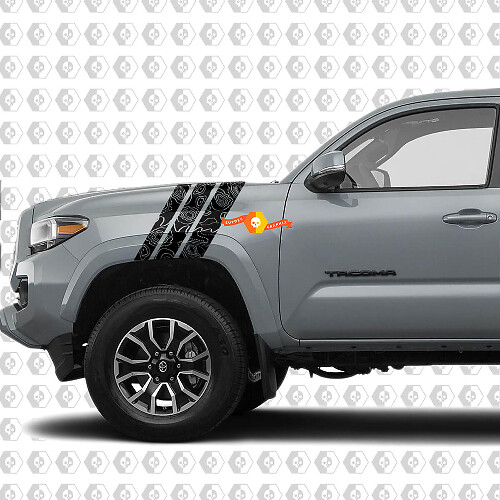 Kit d'autocollants en vinyle à rayures avant style topographique pour Toyota Tacoma 2016-24