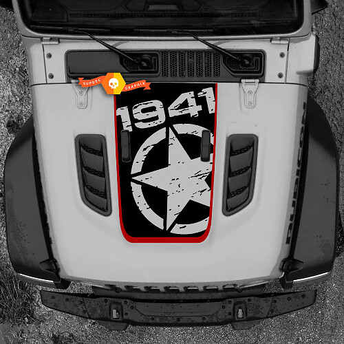 Autocollant en vinyle capot étoile usée 1941 pour Jeep Wrangler