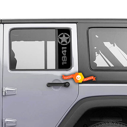 Paire Jeep 1941 Window Star Gladiator Wrangler Doors Vinyl Stickers Decal gauche droite
