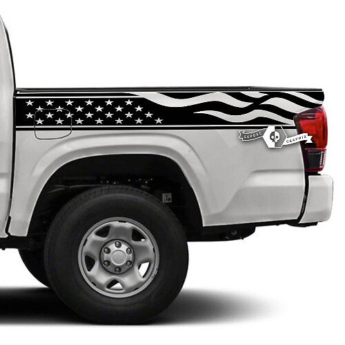 Autocollant vinyle décoratif à rayures style drapeau USA pour portière de Toyota Tacoma