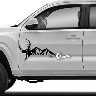 Paire Toyota Tacoma SR5 Portes Side Deer Mountains Vinyl Decals Graphic Sticker
