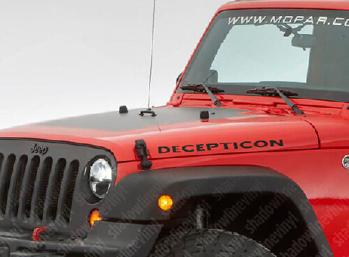 Jeu d'autocollants vinyl latéraux capot Decepticon pour Jeep Wrangler