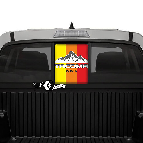 Toyota Tacoma SR5 Pick-up Truck Fenêtre arrière Trois couleurs Old School Sunset Shadow Vinyl Decals Autocollant graphique
