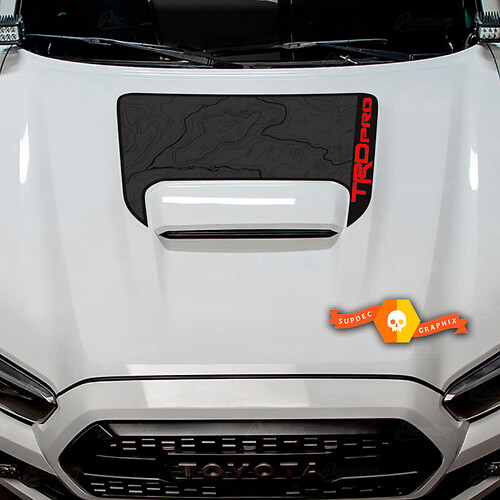 Autocollant vinyle carte topographique style TRD pour capot Toyota Tacoma 2016-2023