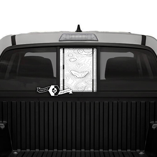 Toyota Tacoma SR5 Pick-up Truck Fenêtre arrière Hayon Carte topographique Topo Vinyl Decals Autocollant graphique
