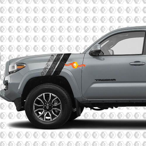 Paire de cartes topographiques de capot d’aile Toyota Tacoma SR5 TRD Stripes Side Vinyl Decals Stickers

