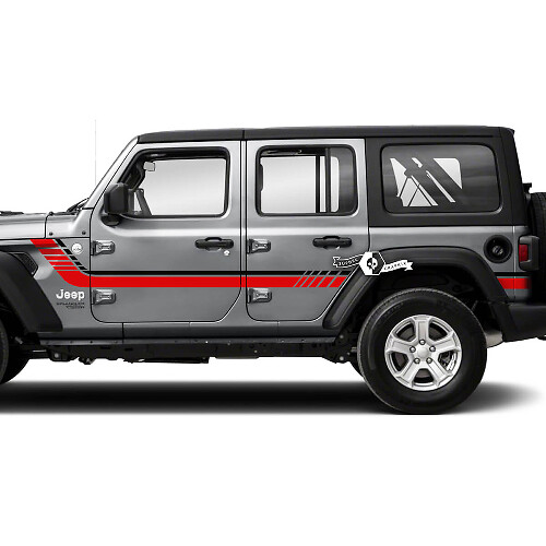 Autocollant Vinyle Bandes Latérales Damier Jumelées pour Jeep Wrangler Unlimited