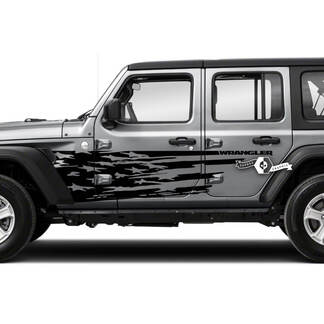 Autocollant graphique thème drapeau américain, étoiles splash, pour Jeep Wrangler Unlimited JK 4 portes 07-17
