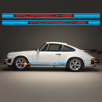 1979 Porsche 911 SC deux tons classiques bandes latérales logo décalcomanie style chanteur
