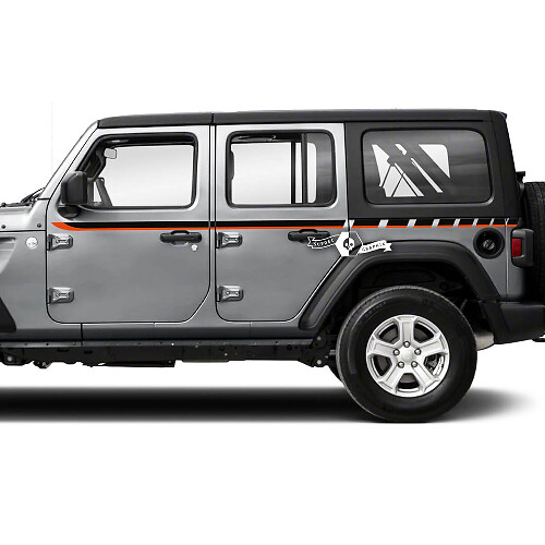 Paire Jeep Wrangler Unlimited Accent Line Portes Fender Side Stripe Vinyl Sticker Decal
