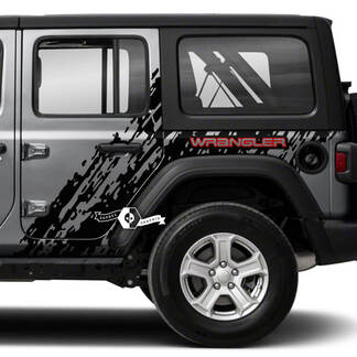 Paire Jeep Wrangler Unlimited Splash Doors Side Mud 2 Couleurs Logo Wrangler Graphic Decal JK 4 Portes

