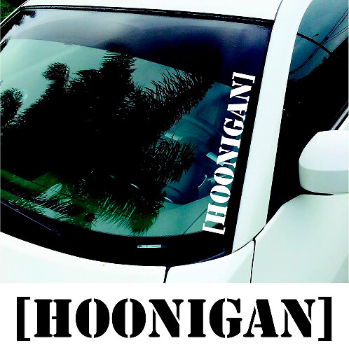 Autocollant vinyle pour pare-brise avec lettrage Hoonigan