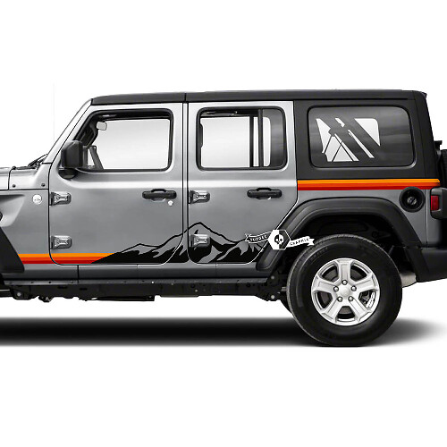 Kit d'autocollants vinyle vintage bandes latérales montagne pour Jeep Wrangler Unlimited