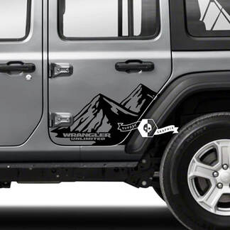 2x Jeep Wrangler portes illimitées garde-boue montagnes bande latérale 4 couleurs autocollant en vinyle
