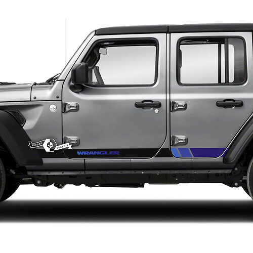 2x Jeep Wrangler portes illimitées garde-boue carte topographique bande latérale Logo 4 couleurs autocollant en vinyle
