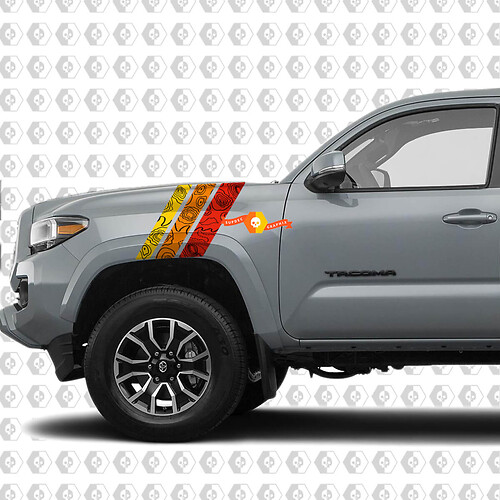 Autocollant adhésif en vinyle rayures style vintage topographique pour aile avant Toyota Tacoma