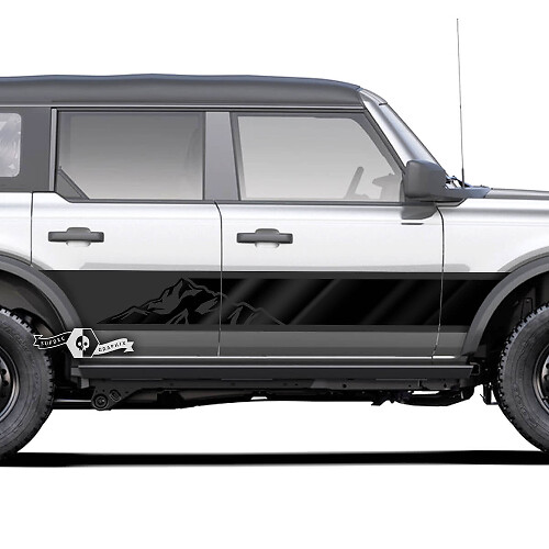 Paire d'autocollants de bas de caisse de style montagnes pour Ford Bronco
