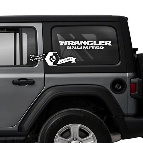 Paire Jeep Window Side Wrangler Carte topographique illimitée Autocollant en vinyle Autocollant
