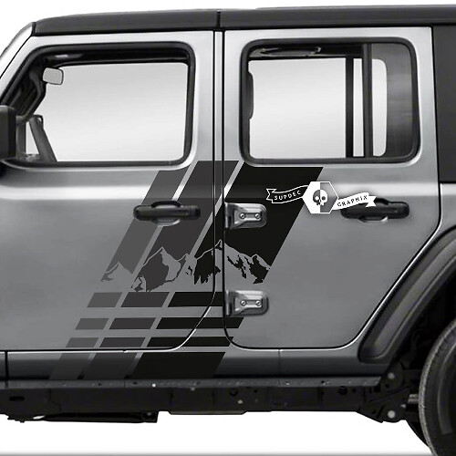 Autocollants Vinyle Bandes Latérales Porte Montagne pour Jeep Wrangler Unlimited - Paire
