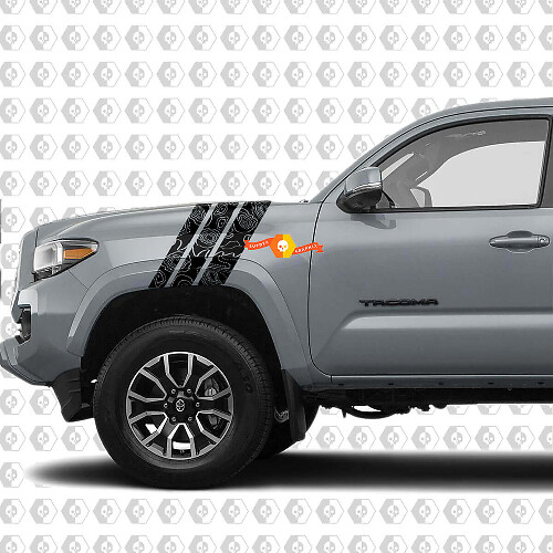 Autocollant en vinyle à bandes style carte topographique pour garde-boue Toyota Tacoma