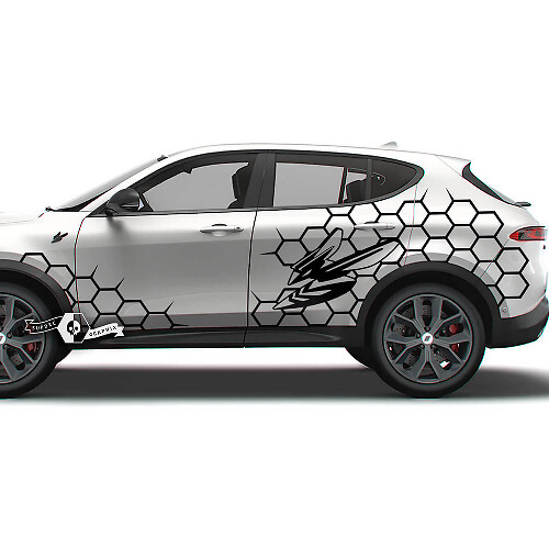 Paire Dodge Hornet Portes Bandes latérales Splash Wrap Honeycomb Vinyl Decals Autocollants
