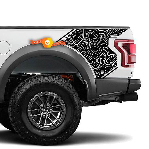 Paire Musclecar truck power truck Carte topographique Côté lit Graphique Autocollant autocollant
