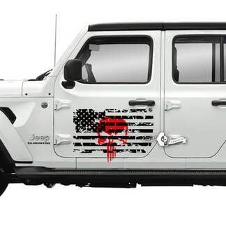 Punisher USA Flag Logo Portes latérales de lit Décalcomanies en vinyle
