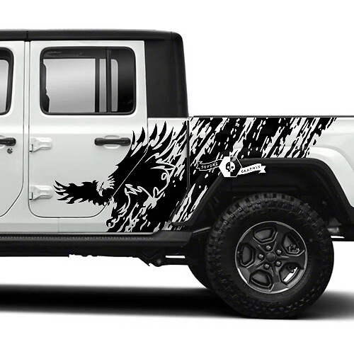 Autocollants vinyles bande latérale Bald Eagle Splash pour Jeep Gladiator